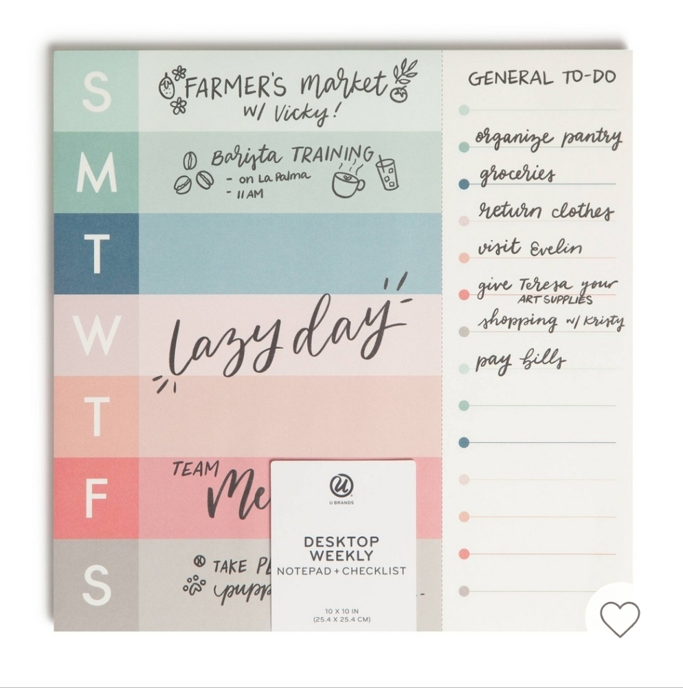 U Brands Desktop Weekly Planner Notepad And Checklist 10x10 In New In Plastic